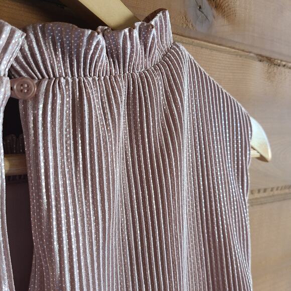 Anthropologie Estelle Dress Blush Pink Tiered Bridesmaid Pastel Metallic NWT S - Picture 6 of 7